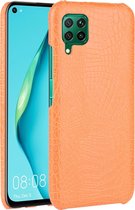 Huawei P40 Lite Hoesje - Mobigear - Croco Serie - Hard Kunststof Backcover - Oranje - Hoesje Geschikt Voor Huawei P40 Lite