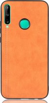 Huawei P40 Lite E Hoesje - Mobigear - Stitch Serie - Kunstlederen Backcover - Oranje - Hoesje Geschikt Voor Huawei P40 Lite E