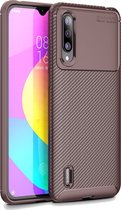 Xiaomi Mi 9 Lite Hoesje - Mobigear - Racing Serie - TPU Backcover - Bruin - Hoesje Geschikt Voor Xiaomi Mi 9 Lite