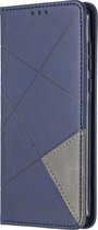 Huawei P40 Hoesje - Mobigear - Rhombus Slim Serie - Kunstlederen Bookcase - Blauw - Hoesje Geschikt Voor Huawei P40