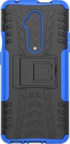 Mobigear Tire Hardcase voor de OnePlus 7T Pro - Zwart / Blauw