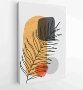 Botanical wall art vector background set. Foliage line art drawing with watercolor 2 - Moderne schilderijen – Vertical – 1904693062 - 50*40 Vertical