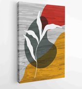 Botanical wall art vector background set. Foliage line art drawing with watercolor 3 - Moderne schilderijen – Vertical – 1904693080 - 40-30 Vertical