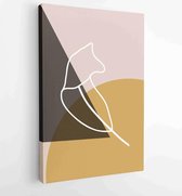 Palm leaves wall art vector set. Earth tone boho foliage line art drawing with abstract shape. 4 - Moderne schilderijen – Vertical – 1870962295 - 80*60 Vertical