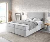 Bed Dream-Well Zilvergrijs 140x200 cm Microvezel stof met matras en topper boxspring-bed