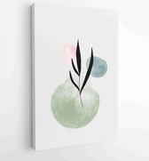 Botanical wall art vector set. Earth tone boho foliage line art drawing with abstract shape. 3 - Moderne schilderijen – Vertical – 1870947427 - 50*40 Vertical