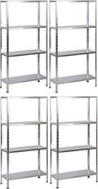 4 Stuks Metalen opbergrek / stellingkast - 200 kg draagkracht - (BxDxH) 75x30x150 cm  - Gegalvaniseerd