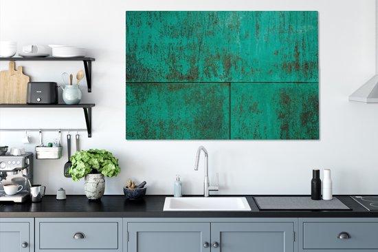 Patine verte sur fond cuivre 120x80 cm - Tirage photo sur toile (Décoration murale salon / chambre)