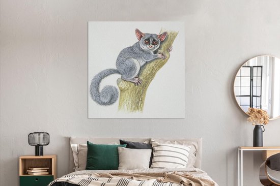 Illustration d'un tarsier gris 120x160 cm - Tirage photo sur toile (Décoration murale salon / chambre) XXL / Groot format!