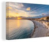 Canvas Schilderij Frankrijk - Strand - Stad - 30x20 cm - Wanddecoratie