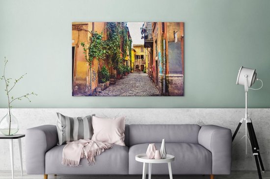 Ancienne ruelle de Rome 180x120 cm - Tirage photo sur toile (Décoration murale salon / chambre) XXL / Groot format!