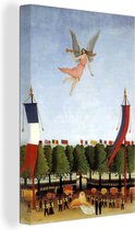 Canvas schilderij 120x180 cm - Wanddecoratie Vrijheid nodigt de kunstenaars uit voor de tentoonstelling - schilderij van Henri Rousseau - Muurdecoratie woonkamer - Slaapkamer decoratie - Kamer accessoires - Schilderijen