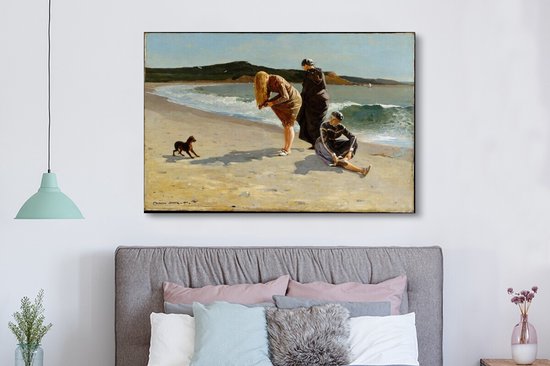 Canvas schilderij 180x120 cm - Wanddecoratie Eagle Head, Manchester, Massachusetts (High Tide) - schilderij van Winslow Homer - Muurdecoratie woonkamer - Slaapkamer decoratie - Kamer accessoires - Schilderijen
