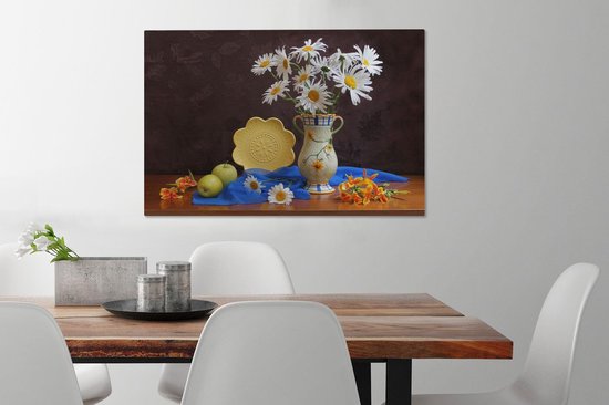 Tableau Peinture Nature Morte - Marguerite - Fleurs - 90x60 cm - Décoration murale