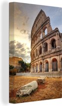 Canvas schilderij 90x140 cm - Wanddecoratie Rome - Colosseum - Zon - Muurdecoratie woonkamer - Slaapkamer decoratie - Kamer accessoires - Schilderijen