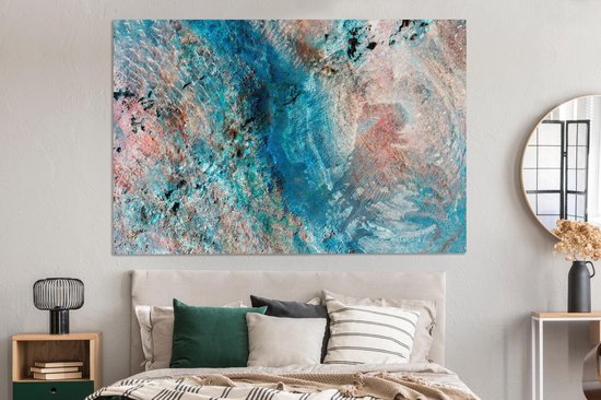 Couleurs bleues sur toile de peinture 180x120 cm - Tirage photo sur toile (Décoration murale salon / chambre) XXL / Groot format!
