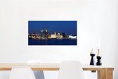 L'horizon de Liverpool en Europe la nuit Toile 80x40 cm - Tirage photo sur toile (Décoration murale salon / chambre) / Villes européennes Peintures sur toile