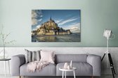Canvas Schilderij Kasteel - Frankrijk - Water - 120x80 cm - Wanddecoratie