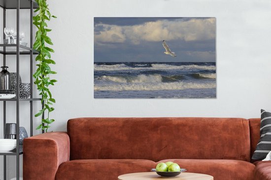 Seagull over the Baltic Sea canvas 120x80 cm - Tirage photo sur toile (Décoration murale salon / chambre) / Mer et plage