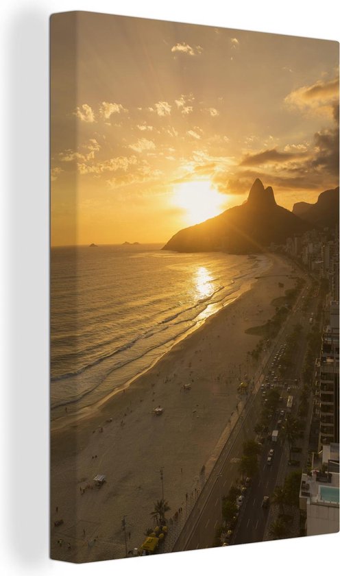 Coucher de soleil à la plage sud-américaine d' Ipanema Toile 20x30 cm - petit - Tirage photo sur toile (Décoration murale salon / chambre)