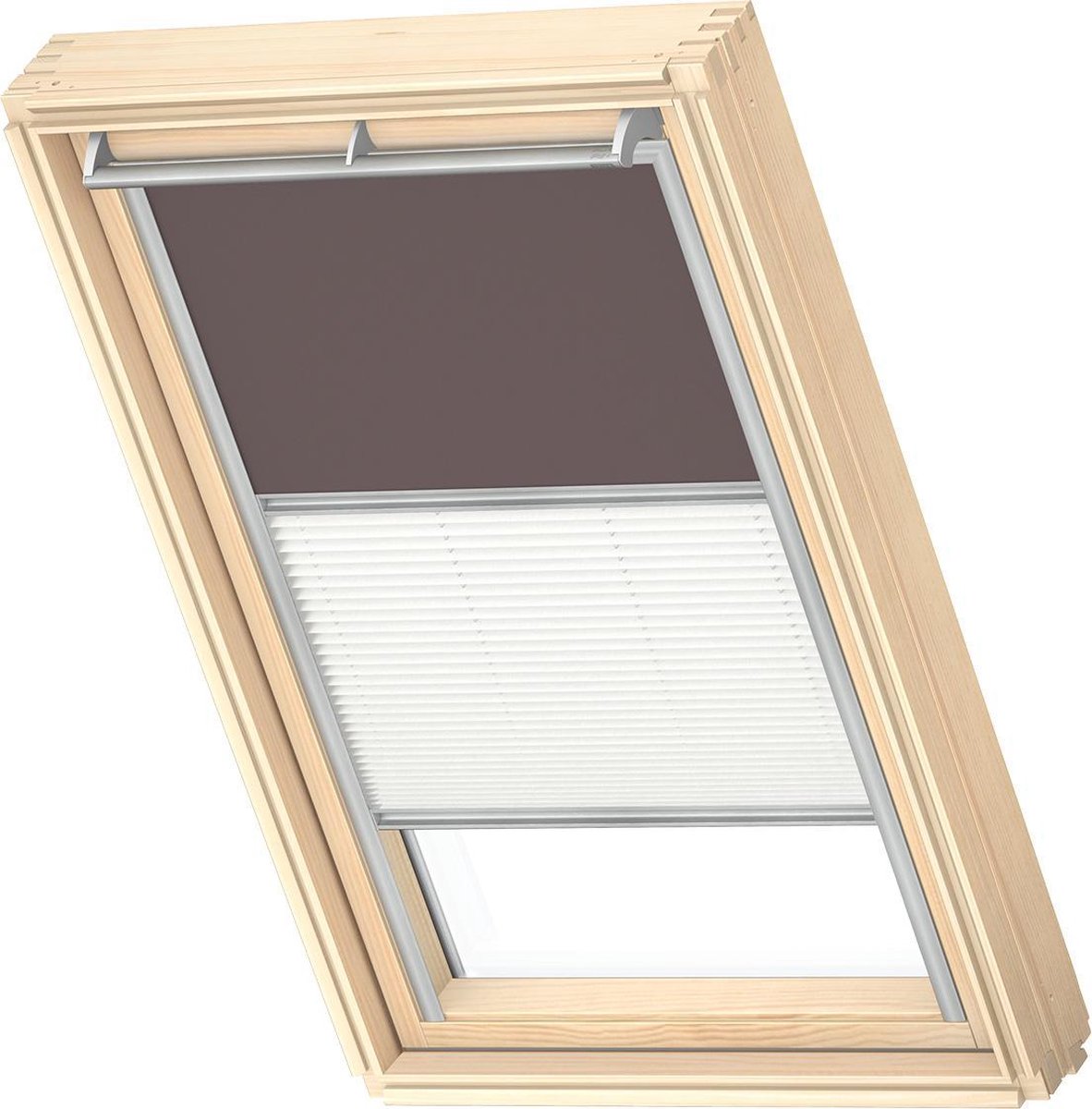 VELUX Origineel Verduisterend Rolgordijn Plus Plissé (DFD), Zilveren Kozijn, M06, 306, Taupe
