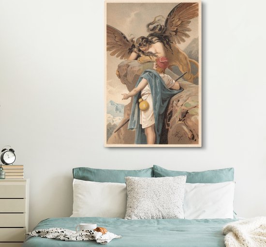 Une illustration d'Œdipe et le Sphinx sur toile 120x180 cm - Tirage photo sur toile (Décoration murale salon / chambre) XXL / Groot format!