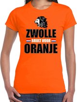 Oranje t-shirt Zwolle brult voor oranje dames - Holland / Nederland supporter shirt EK/ WK XL