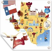 Tuin decoratie Een cartoonillustratie van een kaart van Texas - 40x30 cm - Tuindoek - Buitenposter