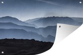 Tuindecoratie Silhouette van bergen - 60x40 cm - Tuinposter - Tuindoek - Buitenposter