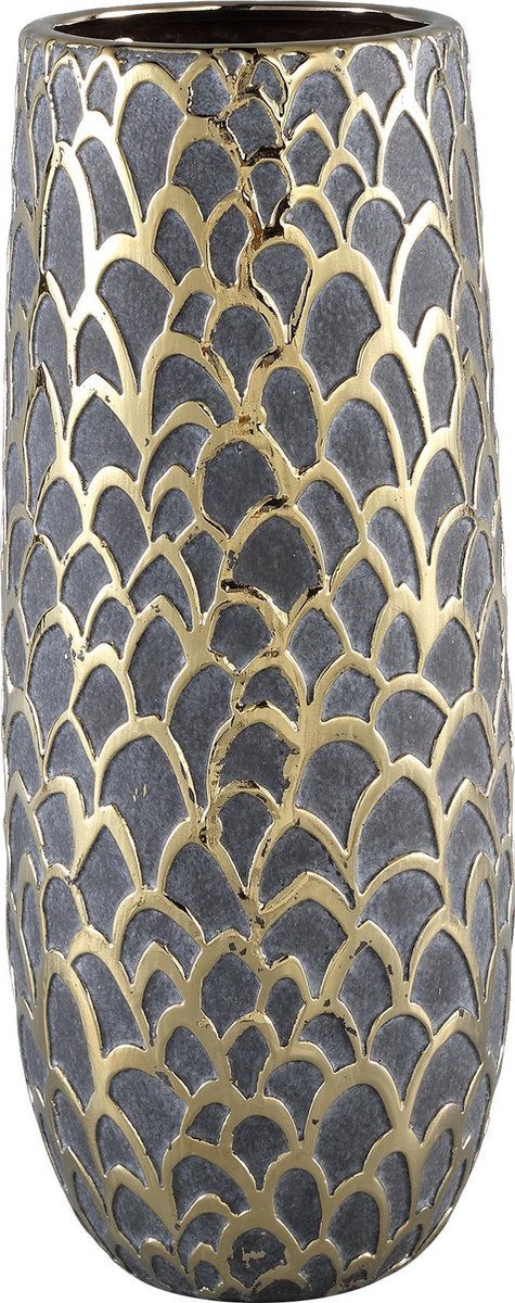 PTMD Merle Ronde Bloempot - H36 x Ø15 cm - Keramiek - Goud