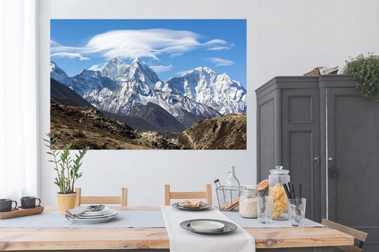 Himalaya-berg in Nepal Poster 180x120 cm - Foto print op Poster (wanddecoratie woonkamer / slaapkamer) / Azië Poster XXL / Groot formaat!