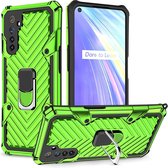 Voor OPPO Realme 6 Cool Armor PC + TPU schokbestendig hoesje met 360 graden rotatie ringhouder (groen)