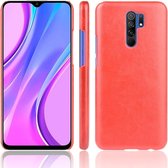 Voor Xiaomi Redmi 9 schokbestendige Litchi-textuur PC + PU-hoes (rood)