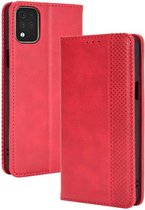 Voor LG K42 Magnetische gesp Retro Crazy Horse-textuur Horizontale flip lederen tas, met houder & kaartsleuven en fotolijst (rood)