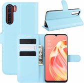 Voor OPPO A91 litchi textuur horizontale flip pu lederen tas met houder & kaartsleuven & portemonnee (blauw)