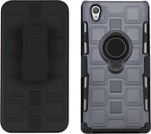 Voor Sony Xperia L1 3 in 1 Cube PC + TPU beschermhoes met 360 graden draaien zwarte ringhouder (grijs)