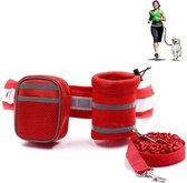 Hond met reflecterende verstelbare riem trekkabel met kleine tas, specificatie: 4-delige set (rood)