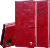 Voor Geschikt voor Xiaomi Redmi 9C Business Style Oil Wax Texture Horizontale Flip lederen tas, met houder & kaartsleuven & portemonnee (rood)