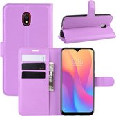 Voor Xiaomi Redmi 8A Litchi Texture Horizontale Flip Leren Case met Portemonnee & Houder & Kaartsleuven (Paars)