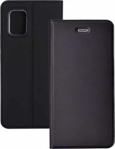 Voor Xiaomi Mi 10 Lite 5G Ultradunne gewone magnetische TPU + PU lederen tas met houder en kaartsleuf (zwart)