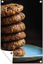 Muurdecoratie Stapel chocolate chip cookies - 120x180 cm - Tuinposter - Tuindoek - Buitenposter