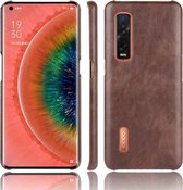 Voor Oppo Find X2 Pro Shockproof Litchi Texture PC + PU Case (bruin)