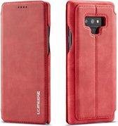 Voor Galaxy Note 9 Hon Ancient Series lederen tas met kaartsleuven en houder en portemonnee (rood)
