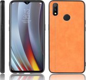 Voor Oppo Realme 3 schokbestendig naaien koe patroon huid PC + PU + TPU Case (oranje)
