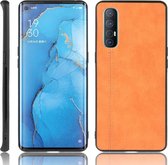 Voor Oppo Find X2 Neo schokbestendig naaien koe patroon huid PC + PU + TPU Case (oranje)