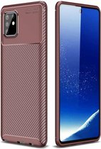 Voor Galaxy A81 / M60s koolstofvezel textuur schokbestendige TPU case (bruin)