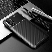 Voor OPPO A52 Carbon Fiber Texture Shockproof TPU Case (Zwart)