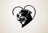 Wanddecoratie - Hond - Rottweiler 16 - XS - 25x25cm - Zwart - muurdecoratie - Line Art