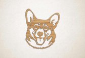 Wanddecoratie - Hond - Corgi 6 - XS - 29x24cm - Eiken - muurdecoratie - Line Art