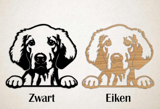 Décoration murale - Chien - Golden Retriever 4 - M - 60x67cm - Chêne - décoration murale - Line Art